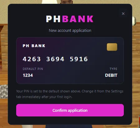 Opening an account